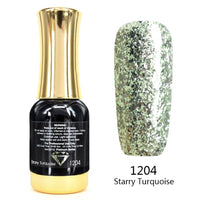 Venalisa 12ml Supper Diamond Top Coat Supply Nail Art Enamel Gel Nail Polish Shining Glitter Sequin Starry Platinum Paint Gel