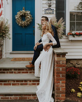 BLUSHFASHION - Original Ivory Wedding Dress With a Slit & Train #1179