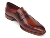 Paul Parkman Men's Penny Loafer Tobacco & Bordeaux Hand-Painted Shoes (ID#067-BRD)