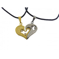 Couple necklace with heart - Silver and Gold