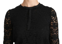 Camicetta in nylon a maniche lunghe in pizzo nero-IT44/L