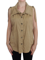 Camicia senza maniche in cotone beige-IT42/S