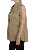 Camicia senza maniche in cotone beige-IT42/S