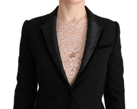 Blazer Slim in Jacquard Floreale Nero-IT40/S