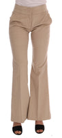 Pantaloni Bootcut in cotone beige-IT38/XS