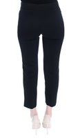 Pantaloni eleganti Capri in cotone nero elasticizzato-IT42/M