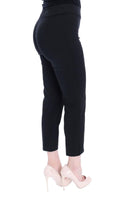 Pantaloni eleganti Capri in cotone nero elasticizzato-IT42/M