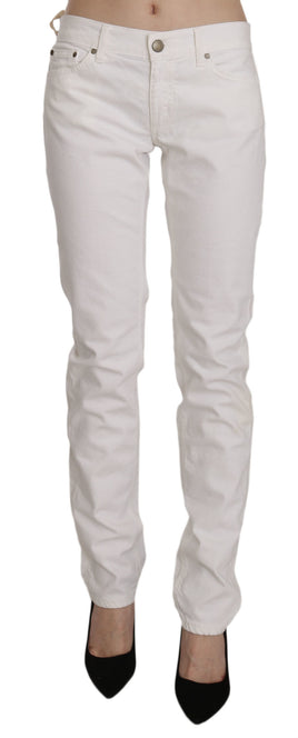 Pantaloni jeans casual skinny elasticizzati in cotone bianco-W31