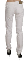 Pantaloni jeans casual skinny elasticizzati in cotone bianco-W31