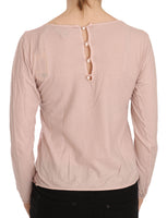 Top a maniche lunghe in pizzo rosa con camicetta-IT42/S