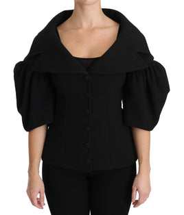 Cappotto Formale Nero Giacca in Lana Vergine-IT40/S