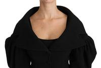 Cappotto Formale Nero Giacca in Lana Vergine-IT40/S