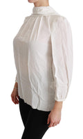 Camicetta bianca a collo alto Camicia in seta Top-IT38/XS