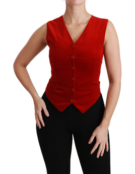 Gilet Smanicato Rosso Cotone Top Vest-IT40/S