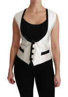 Gilet Bianco Gilet Slim In Seta Top-IT40/S