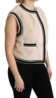 Gilet senza maniche in pelliccia beige Top in poliestere-IT40/S