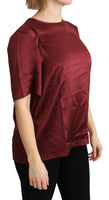 Blusa Girocollo Bordeaux Top In Seta-IT46/XL