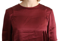 Blusa Girocollo Bordeaux Top In Seta-IT46/XL