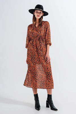 Q2 - Original Long Wrap Dress in Animal Print