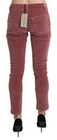 Pantaloni skinny in cotone rosso a vita media-IT40/S