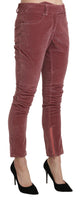 Pantaloni skinny in cotone rosso a vita media-IT40/S