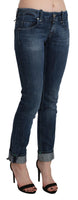 Pantaloni skinny in denim a vita bassa lavati blu-W26