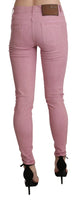 Pantalone in denim elasticizzato rosa a vita media-W26