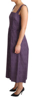 Abito A-Line Stretch In Cotone A Righe Viola-IT42/M