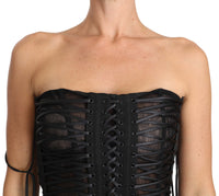 Abito longuette a trapezio con corsetto nero senza spalline-IT46/XL