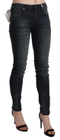 Pantaloni skinny in denim a vita bassa lavati neri-W26