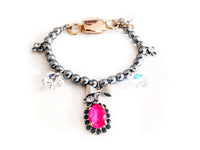 Original Beaded Bracelet With Hot Pink Rhinestones