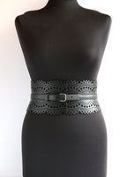 Original Leather waist corset belt. Wide leather belt.