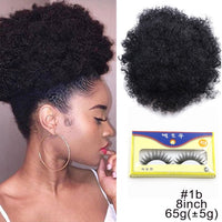 High Afro Puff Ponytail Drawstring Chignon Hairpiece Short Synthetic Kinky Curly Fake Hair Bun Updo Clip in Hair Extensions