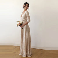 BLUSHFASHION - Original Golden Wrap Lace Wedding Dress #1124