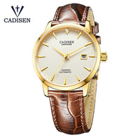 CADISEN Men Watches Automatic Mechanical Wrist Watch MIYOTA 9015 Top Brand Luxury Real Diamond Watch Curved Sapphire Glass Clock