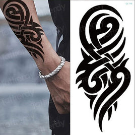 TATTRENDY - 10Pcs Temporary Tattoo Sticker for Men Shoulder Tattoos Black Sketches Tattoo Designs Shoulder Arm Sleeve Tattoo Fake Boys Body Art