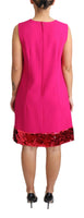 Abito smanicato a trapezio in lana fucsia con paillettes-IT44/L