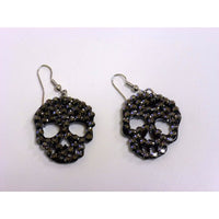 Pair of earrings with rhinestone skull - Dark Gray - Plastic