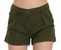 Mini shorts 100% cotone a vita media verde-IT36/XS