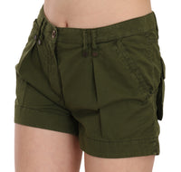 Mini shorts 100% cotone a vita media verde-IT36/XS