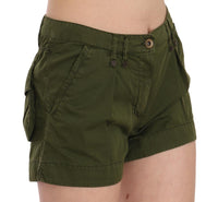 Mini shorts 100% cotone a vita media verde-IT36/XS