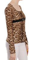 Camicetta da donna leopardata girocollo marrone-IT50/XXL