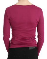 Top a maniche lunghe con cristalli Exte rosa-IT40/S