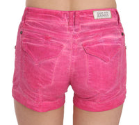 Mini shorts in denim di cotone rosa a vita media-IT38/XS