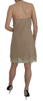 Mini abito in cotone con spalline in pizzo beige-IT46/XL