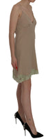 Mini abito in cotone con spalline in pizzo beige-IT46/XL