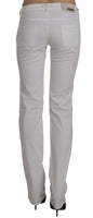 Pantaloni jeans dritti slim fit in cotone bianco-W32