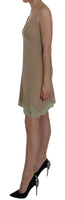 Abito in cotone con spalline sottili in pizzo beige-IT44/L