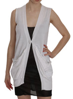 Top Cardigan Senza Maniche Bianco 100% Cotone-IT42/M