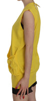 Gilet Top Cardigan Senza Maniche 100% Cotone Giallo-IT44/L